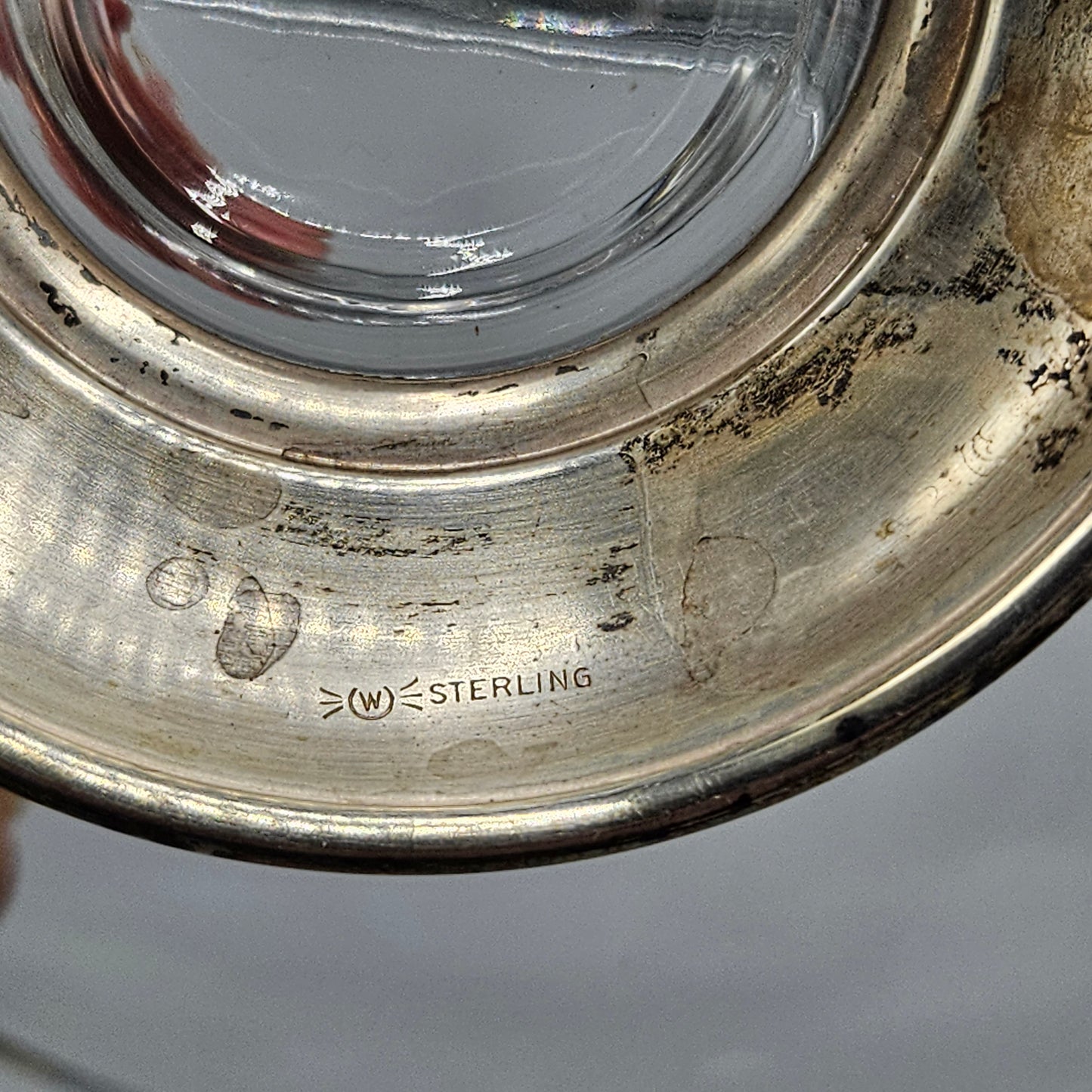 Vintage Glass Divided Bowl with Sterling Silver Base