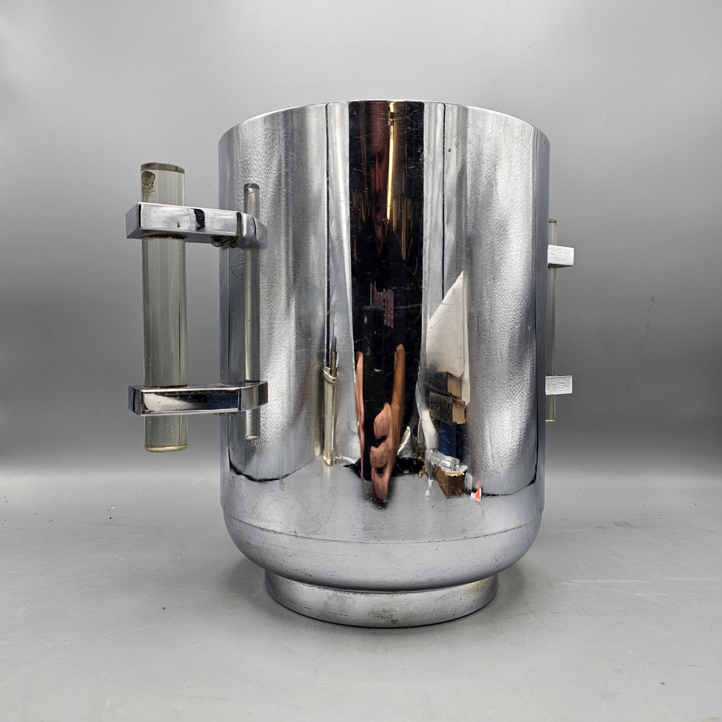 Vintage Chrome Ernst Hagerstrom Ice / Champagne Bucket with Lucite Handles