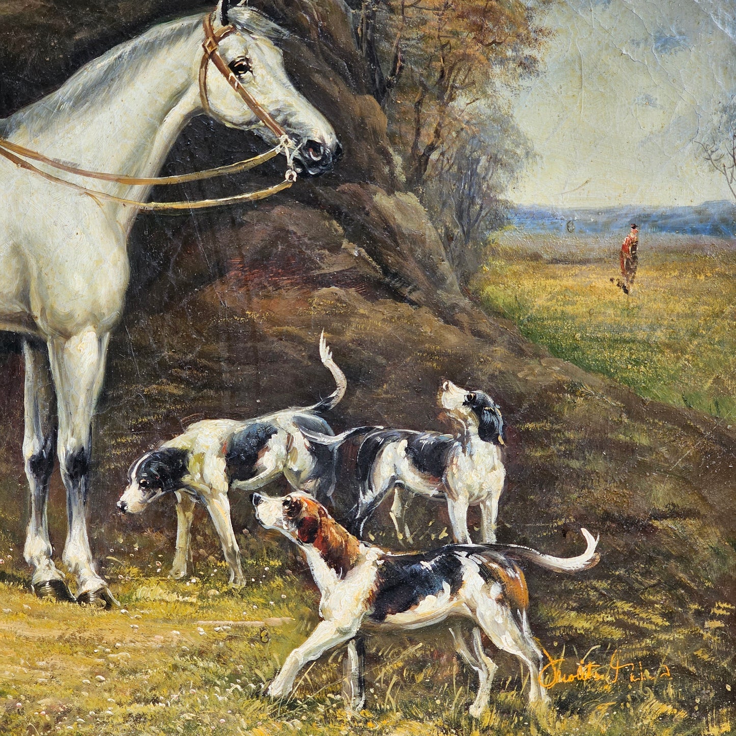 Decorator Painting of Horse and Dogs