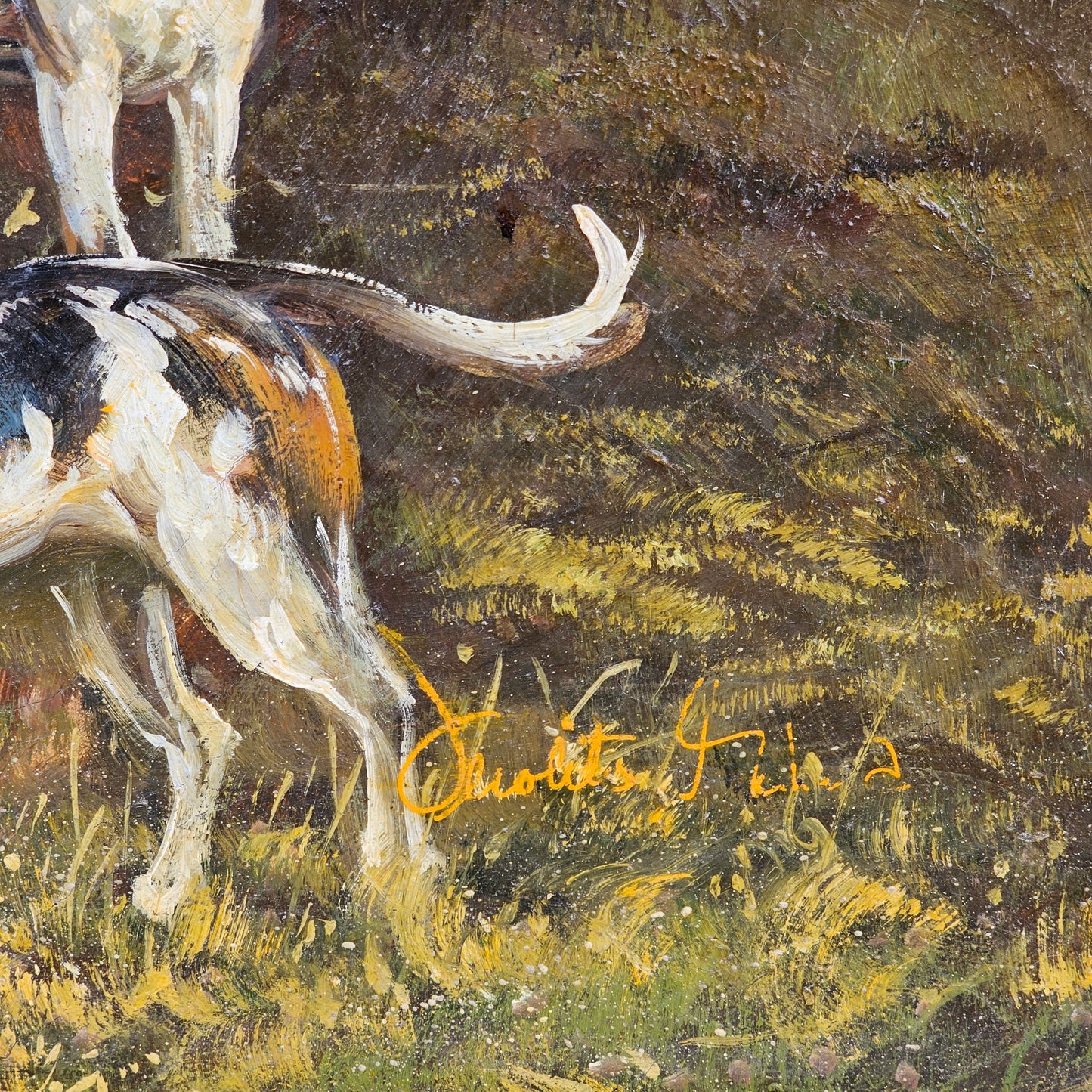 Decorator Painting of Horse and Dogs