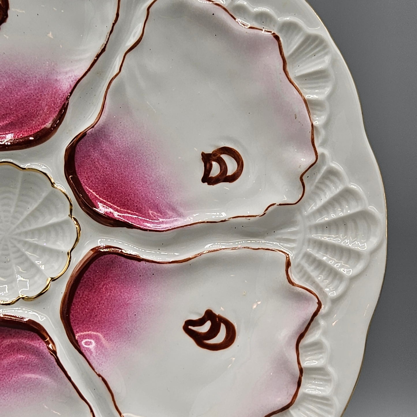 Hand Painted Vintage Oyster Plate - Pink