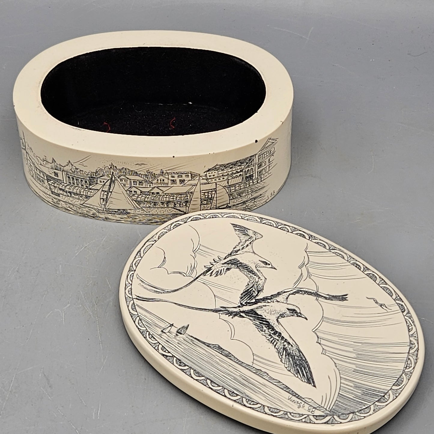 Faux Scrimshaw Trinket Box