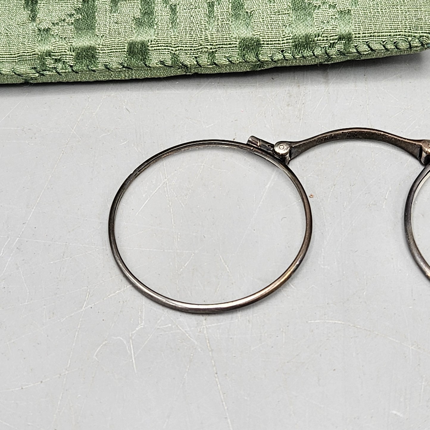 Antique Silver Silver Spectacles with Chain & Pouch