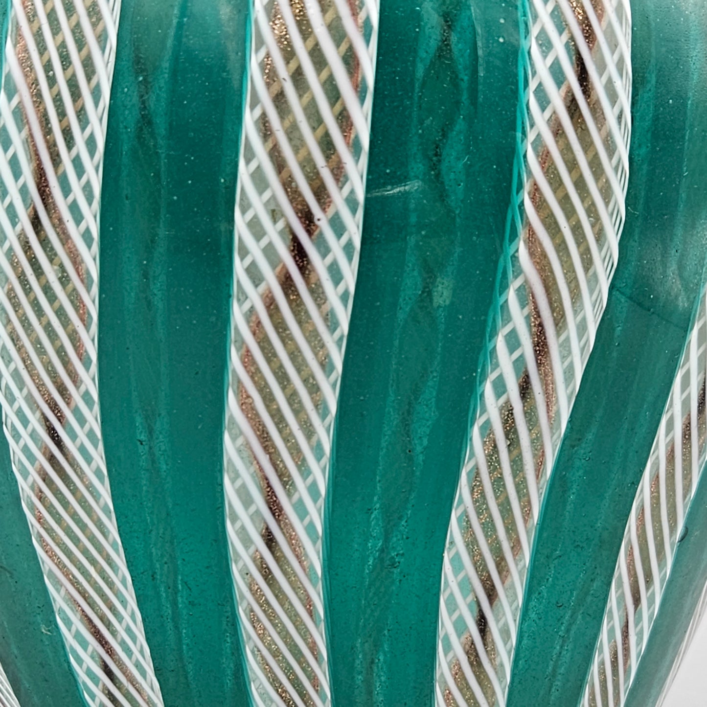 Vintage Paul’s Gifts Murano Candy Stripe Latticino Glass Lamp Body Shade - Green
