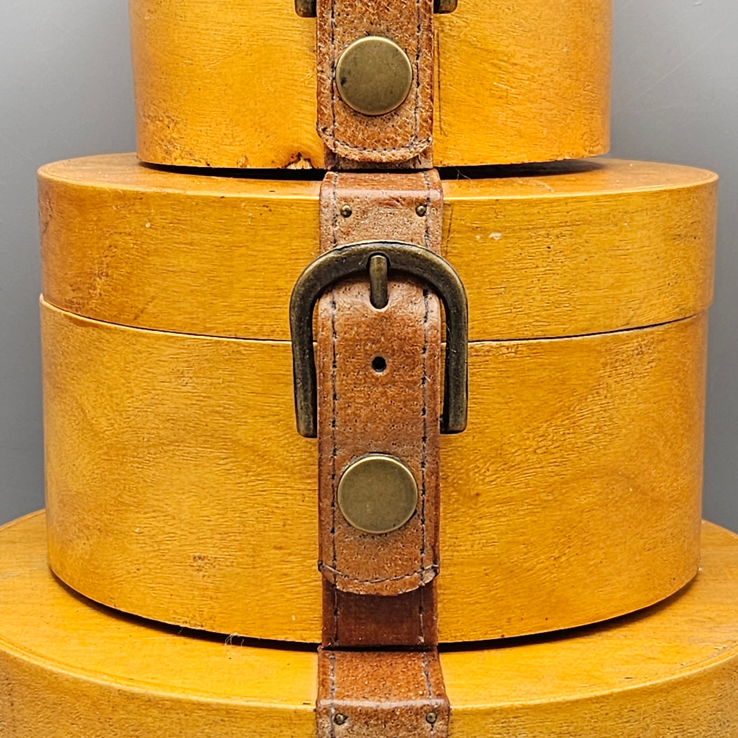 Global Views Stacking Boxes with Leather Straps - Ralph Lauren Vibes
