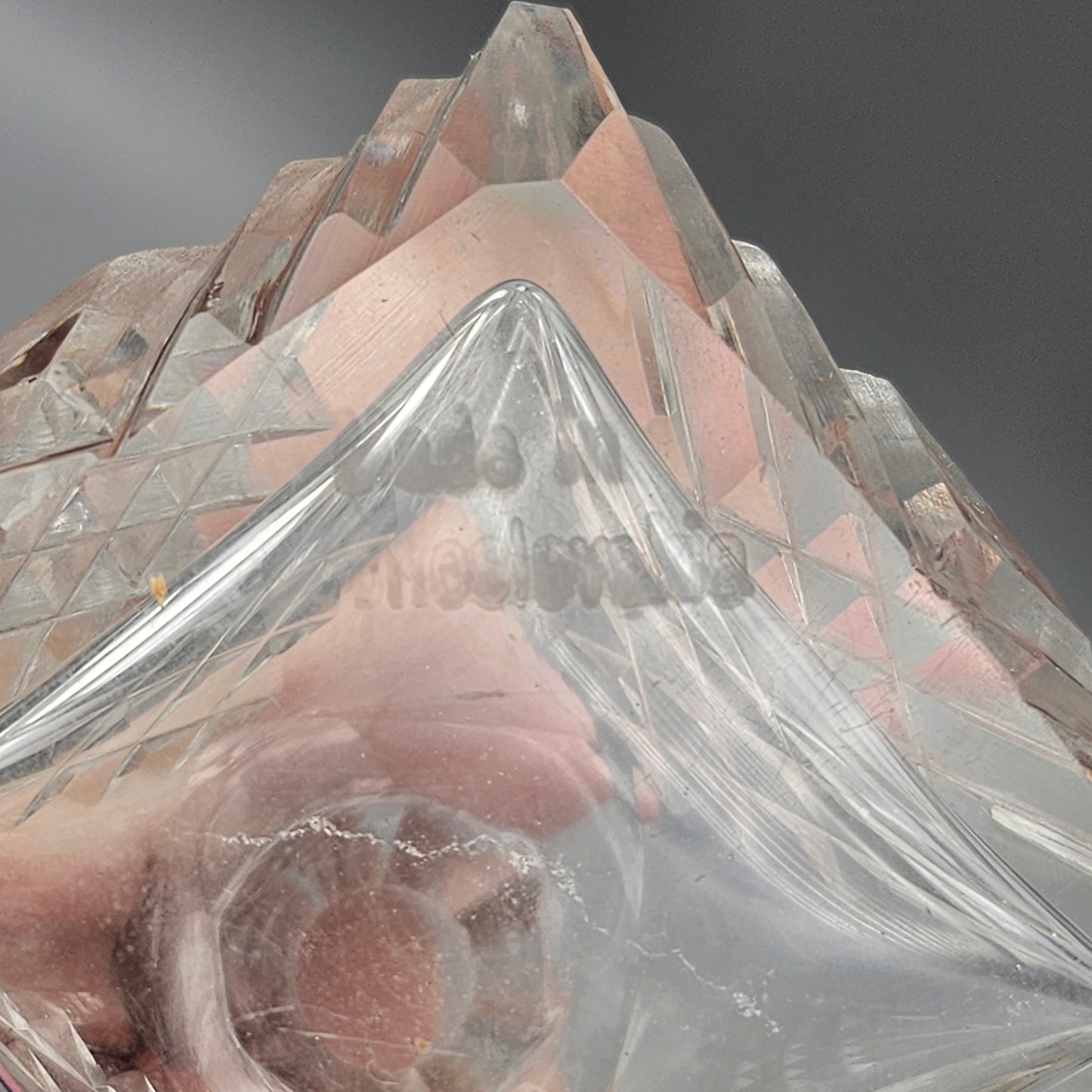 Vintage Czech Clear Crystal Carved Woman Perfume Bottle Made In Czechoslovakia