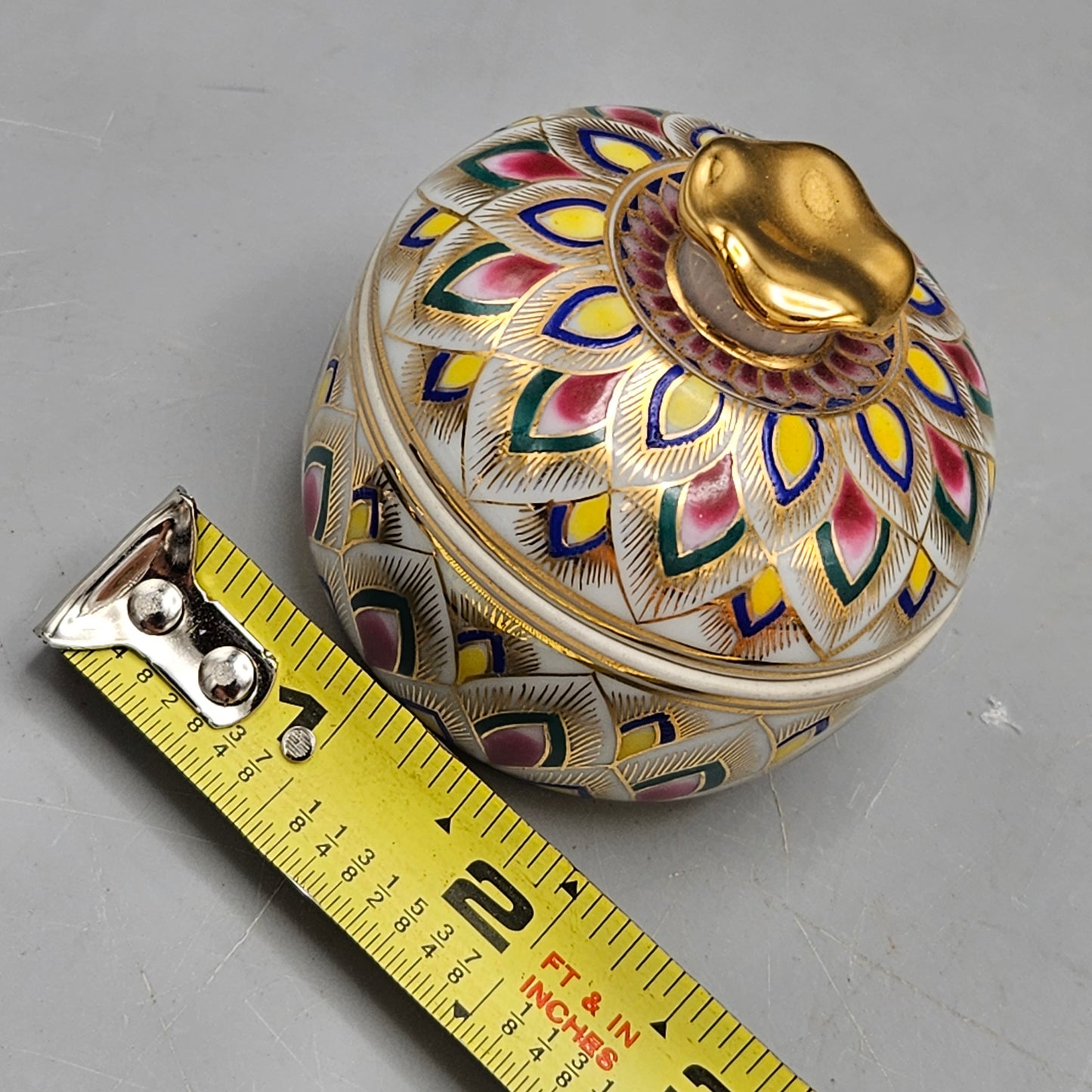 Hand Painted Porcelain Trinket Box with Lid