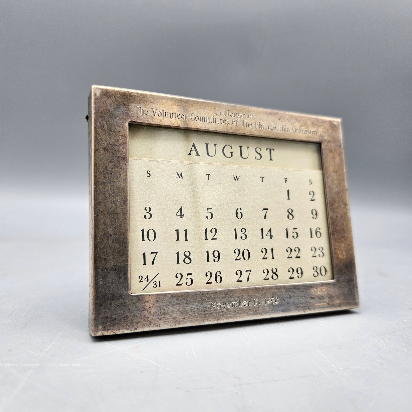 Volunteer Committees of Philadelphia Orchestra Tiffany & Co. Sterling Silver Framed Calendar