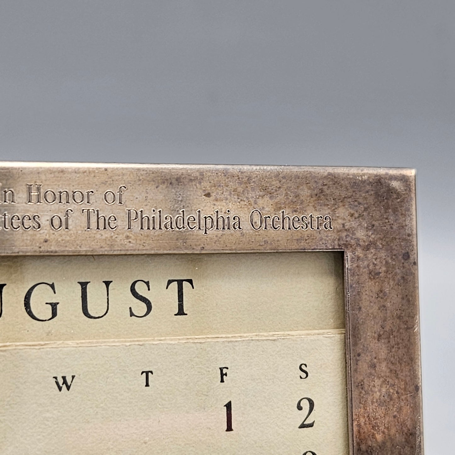Volunteer Committees of Philadelphia Orchestra Tiffany & Co. Sterling Silver Framed Calendar