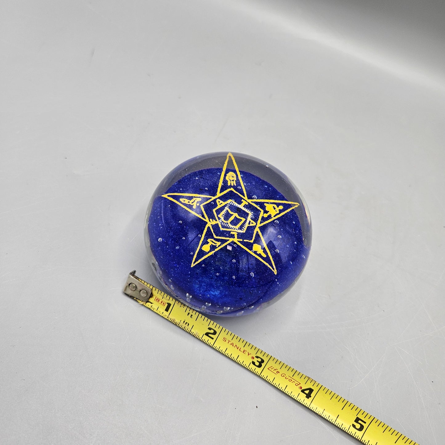 John Gentile Free Mason Masonic Eastern Star Art Glass Paperweight