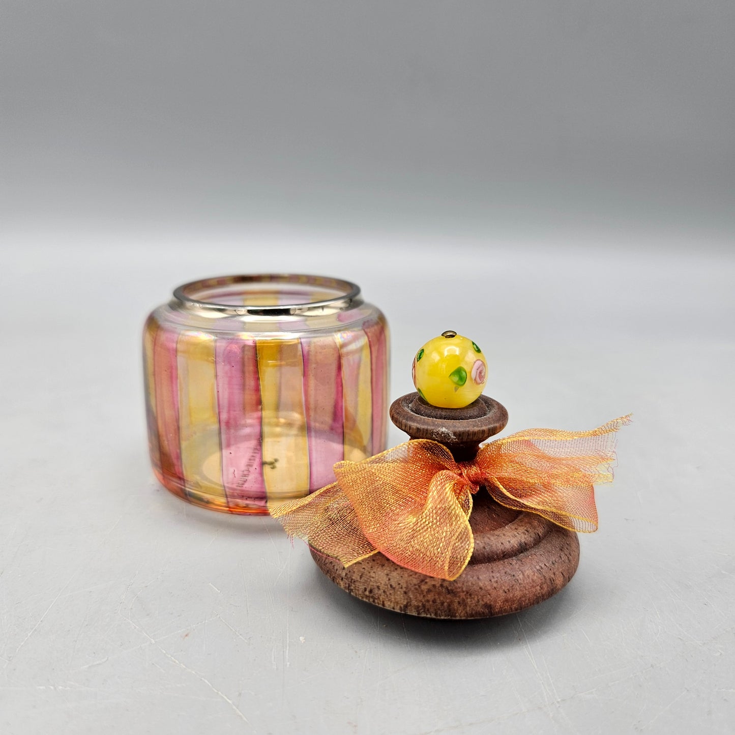 Vintage Mackenzie Childs Creamer Mini Pitcher & Sugar Blown Glass Hand Painted