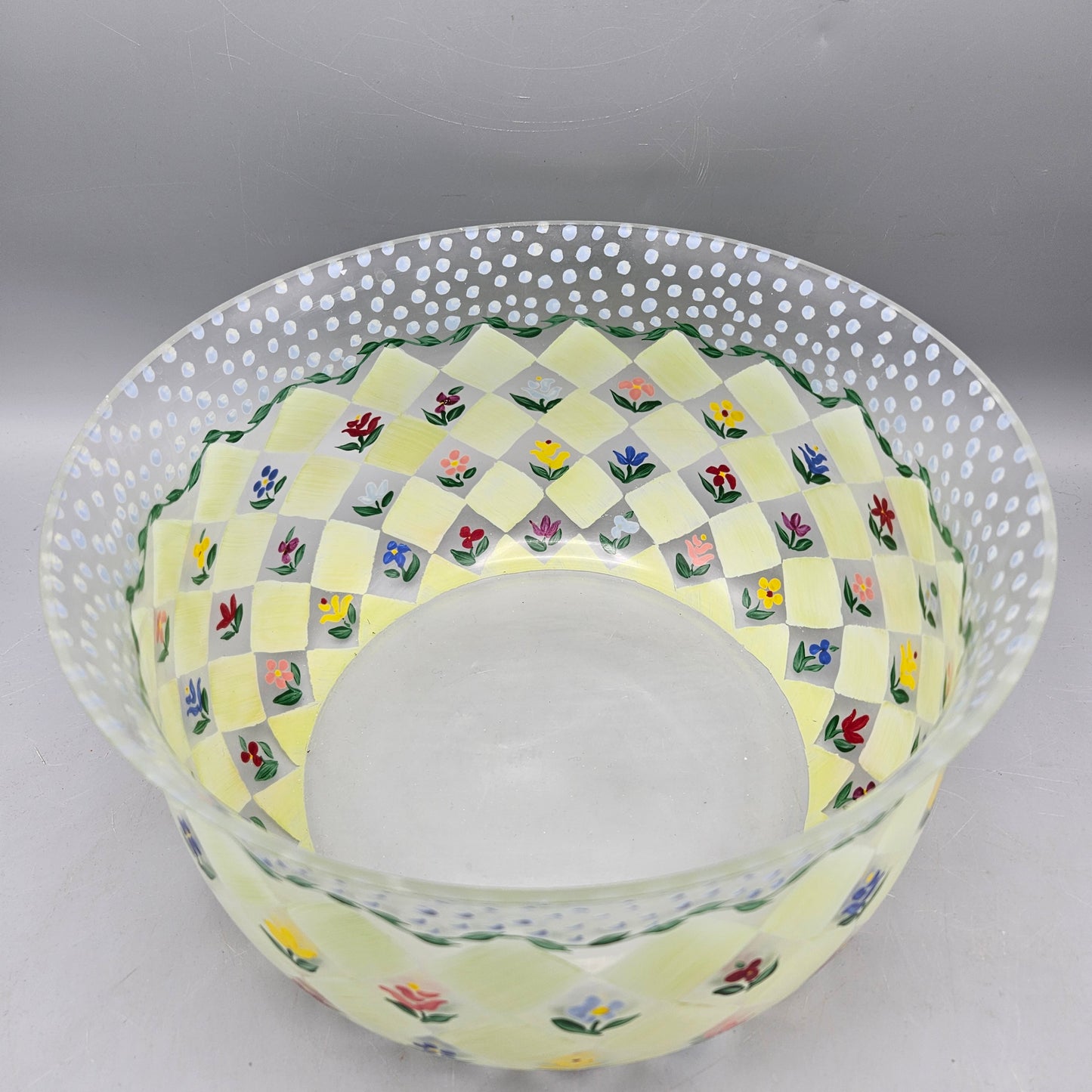 Vintage MacKenzie Childs Glass Bowl - Hand Painted