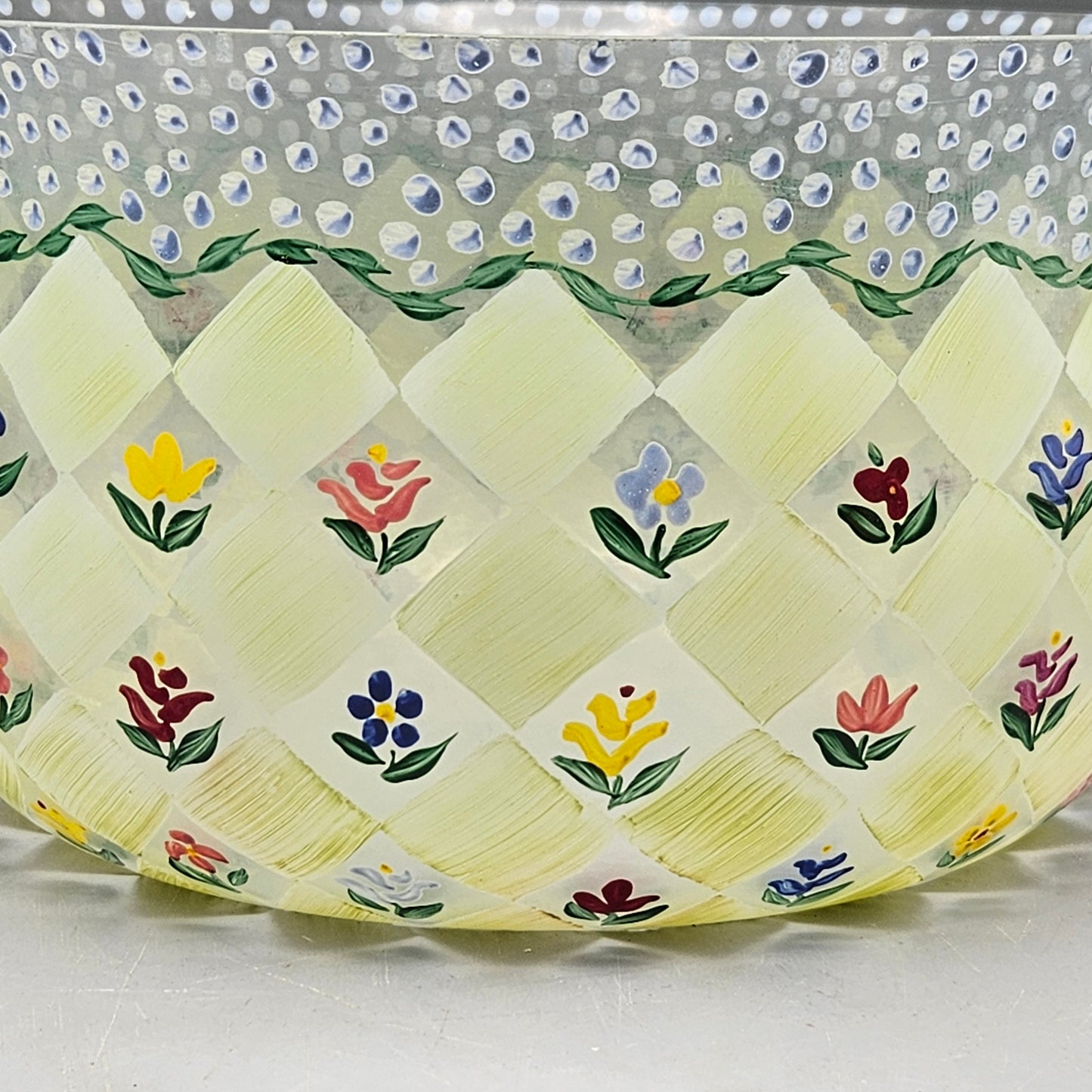 Vintage MacKenzie Childs Glass Bowl - Hand Painted