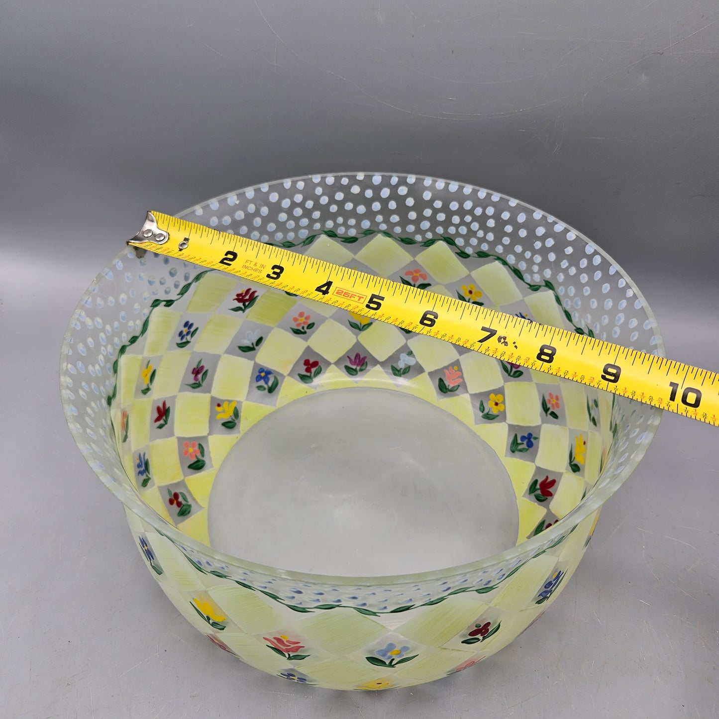 Vintage MacKenzie Childs Glass Bowl - Hand Painted