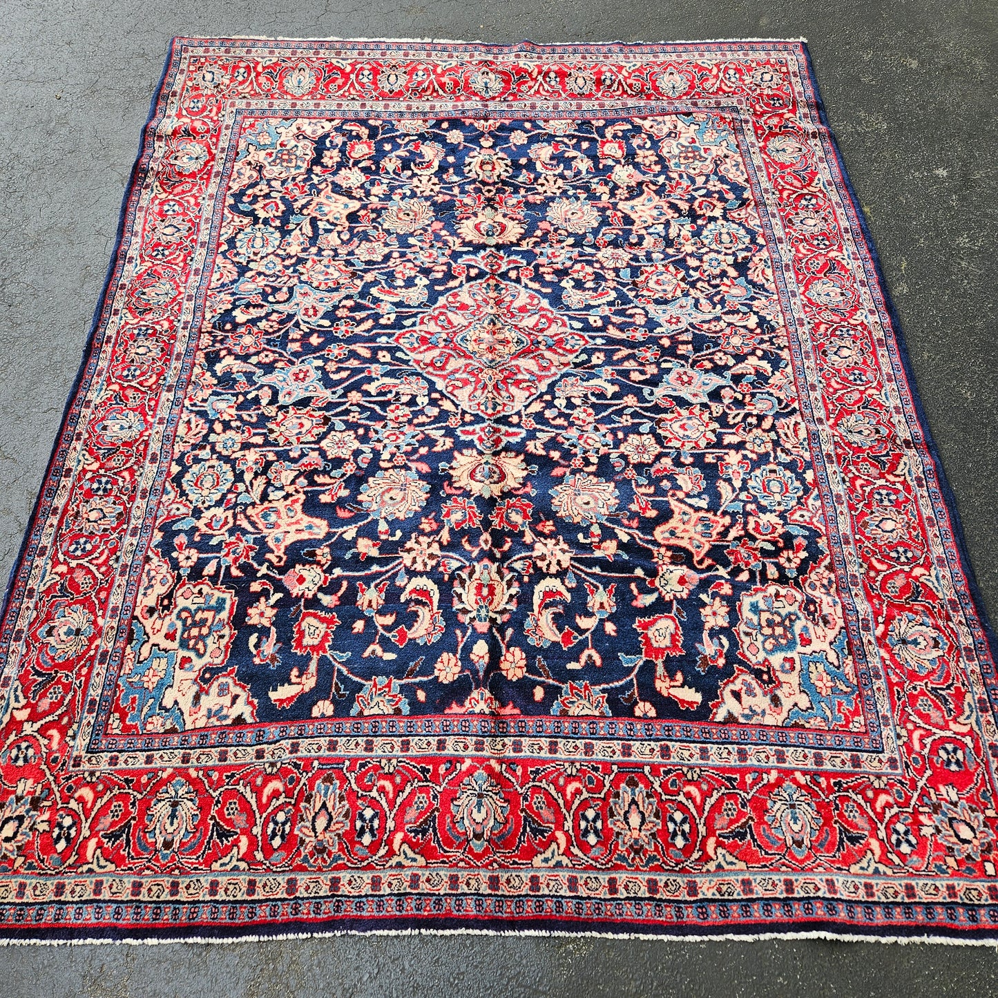 Vintage Hand Knotted Persian Room Size Rug / Carpet - 7' 7" x 9' 8"