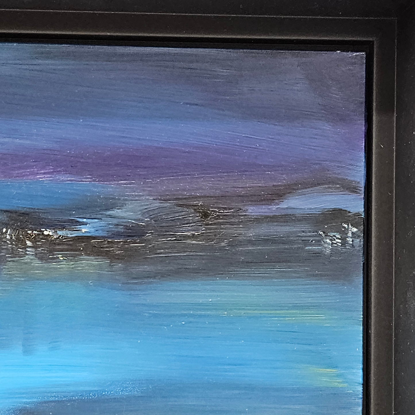 Modernist Artwork in Floating Framed - Dark Blue Landscape