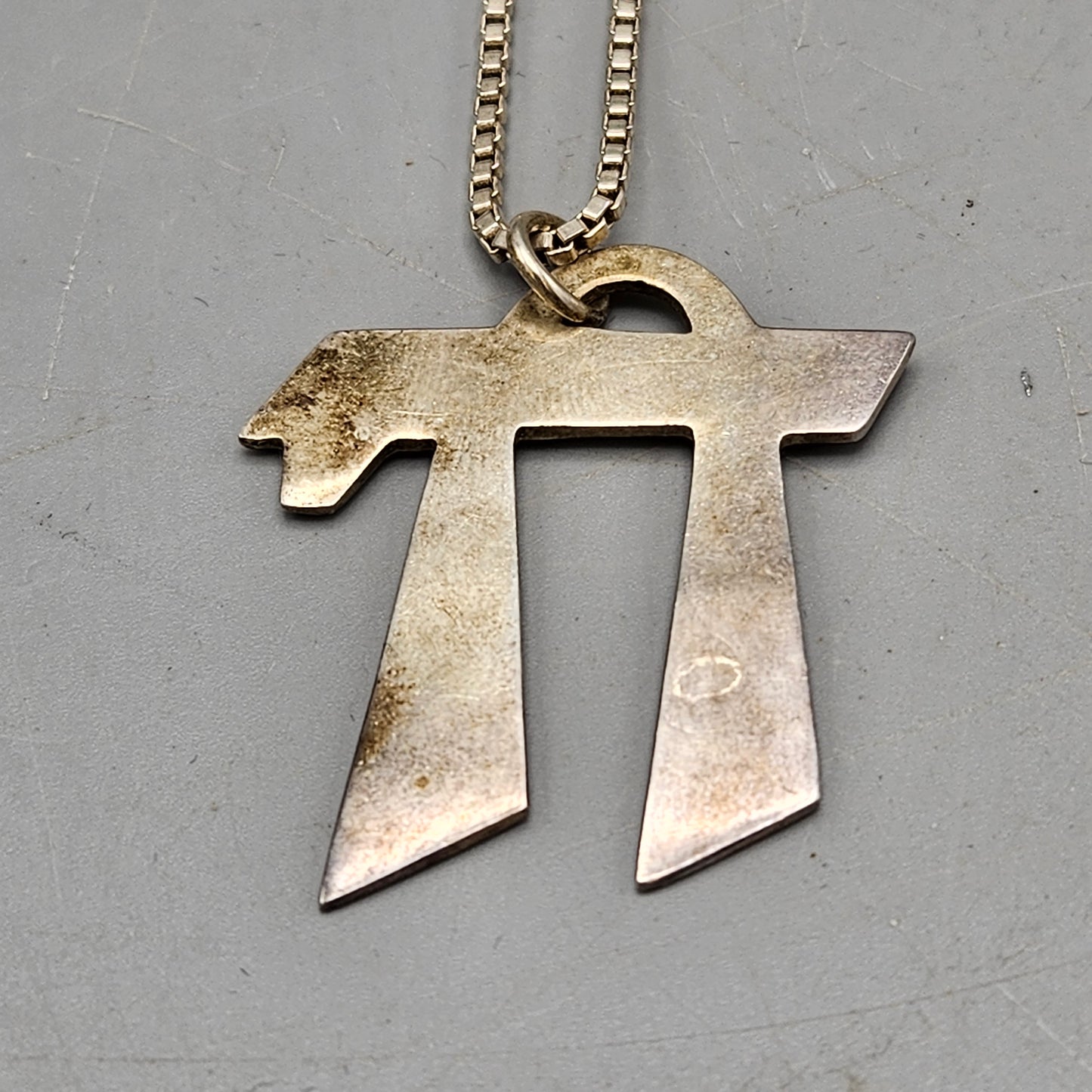 Vintage Sterling Silver Jewish Chai Symbol Necklace with Pendant