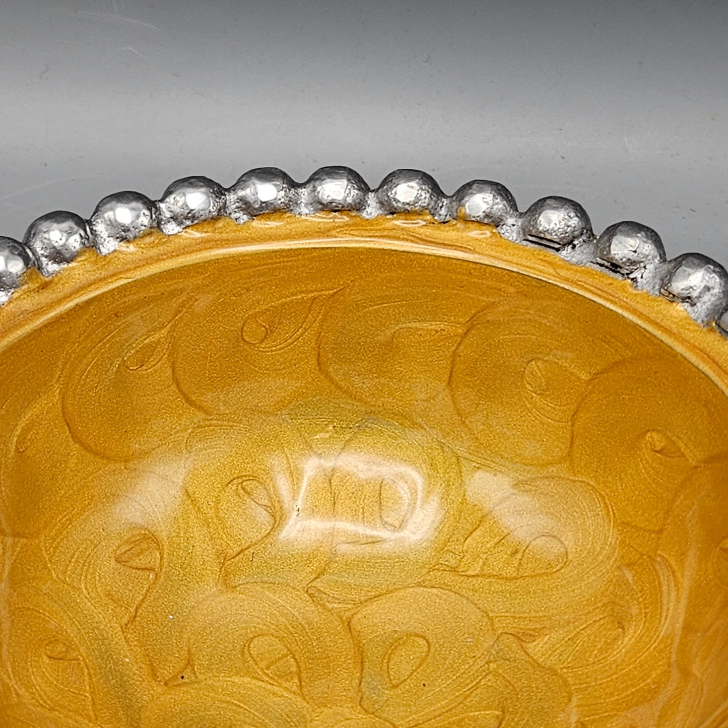 Aluminum and Yellow Enamel Bowl