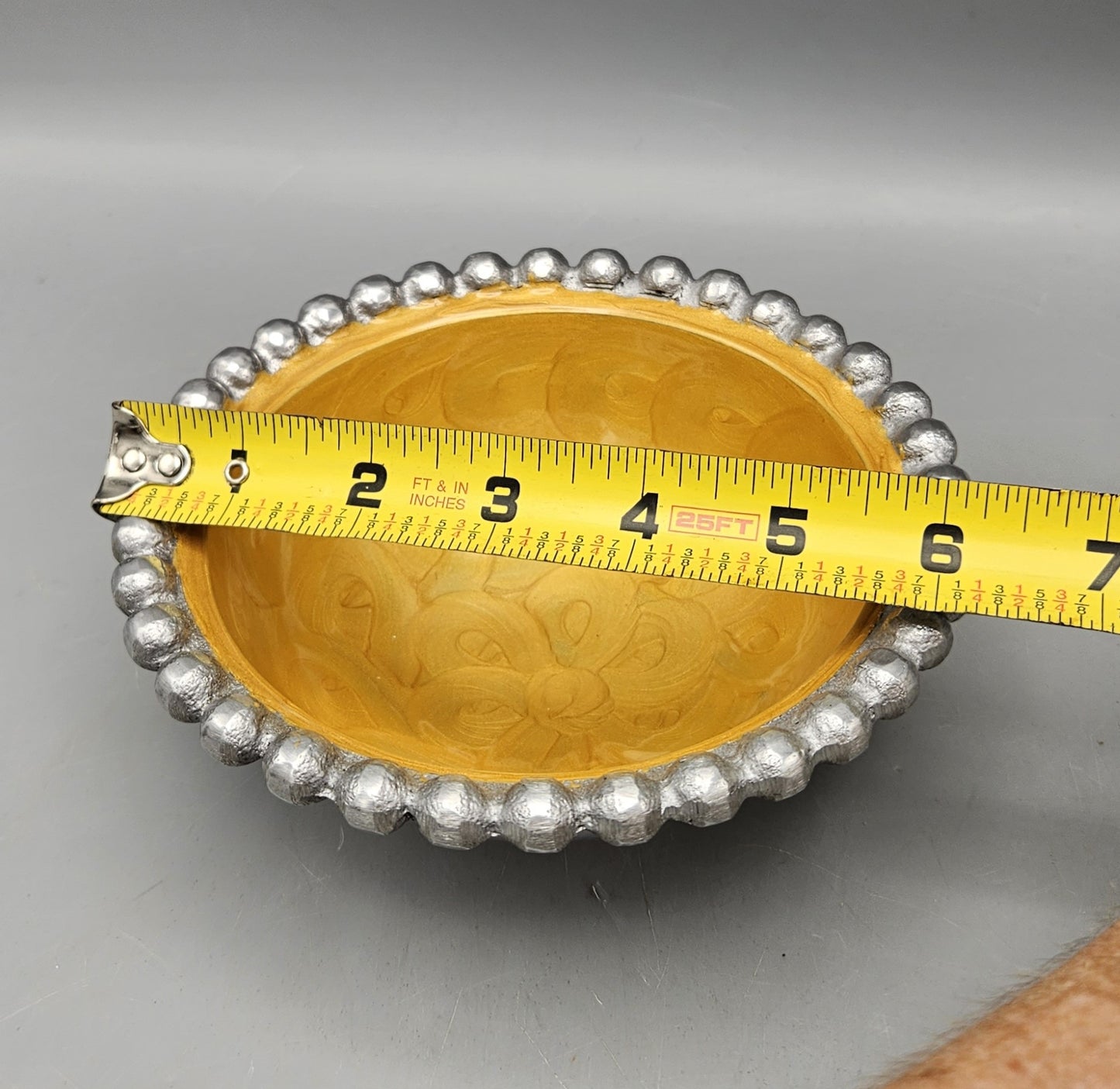 Aluminum and Yellow Enamel Bowl