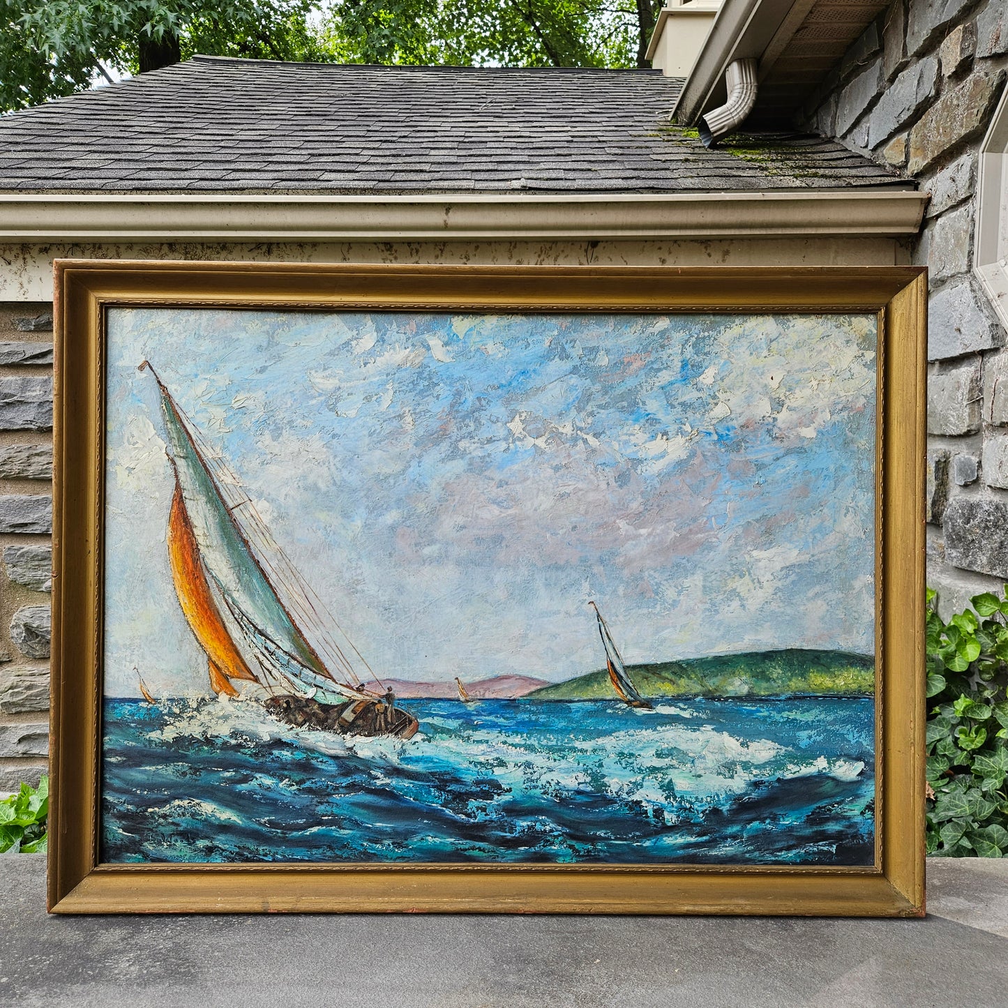 Beautiful Large Original Painting of Sailboats