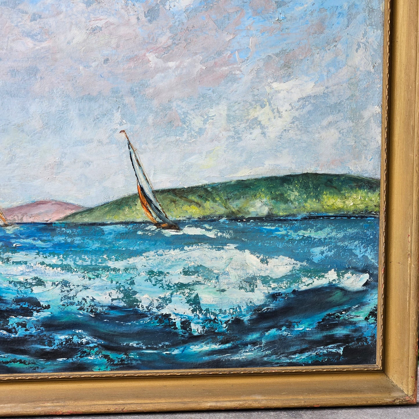 Beautiful Large Original Painting of Sailboats