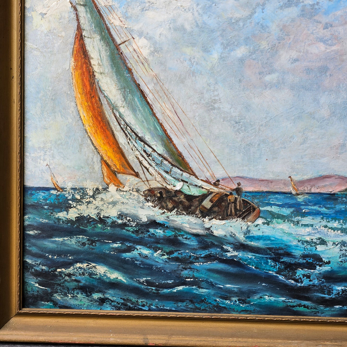 Beautiful Large Original Painting of Sailboats