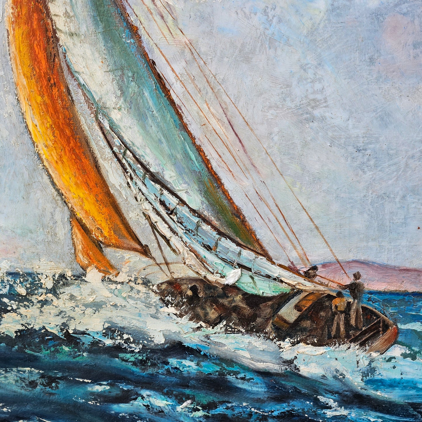 Beautiful Large Original Painting of Sailboats