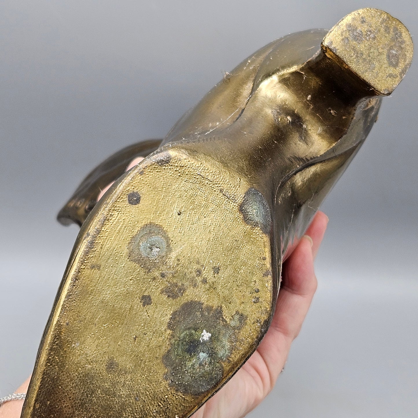 Vintage Victorian Brass Boot Vase Display Kindling Holder
