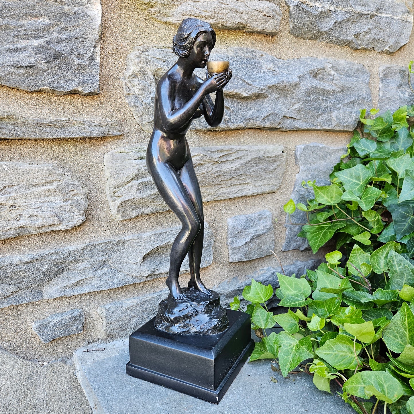Bronze Figure "Thirsty" Girl with Cup