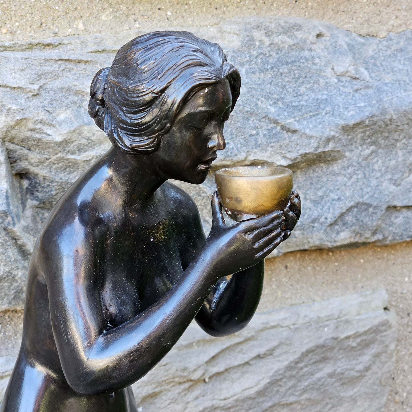 Bronze Figure "Thirsty" Girl with Cup