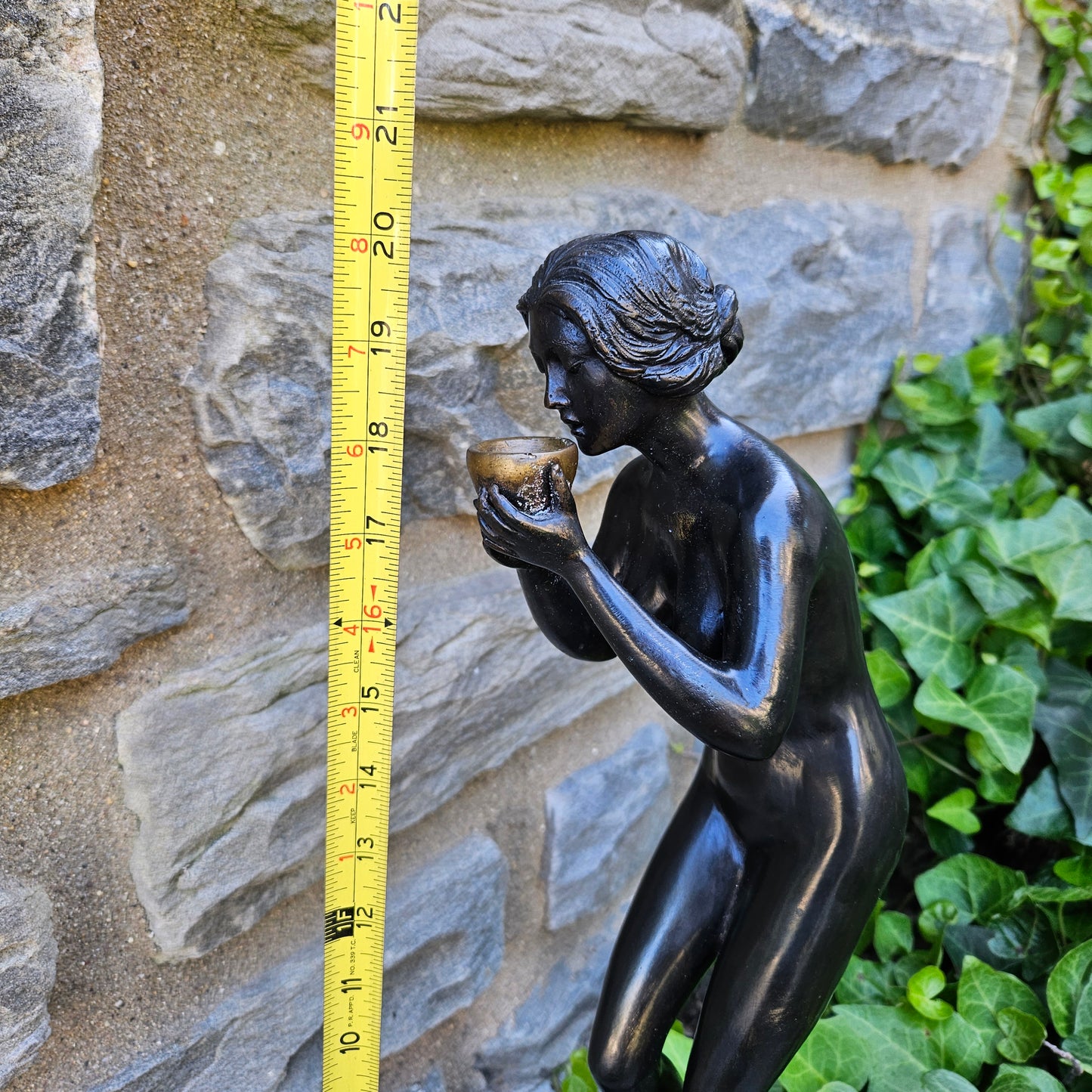 Bronze Figure "Thirsty" Girl with Cup