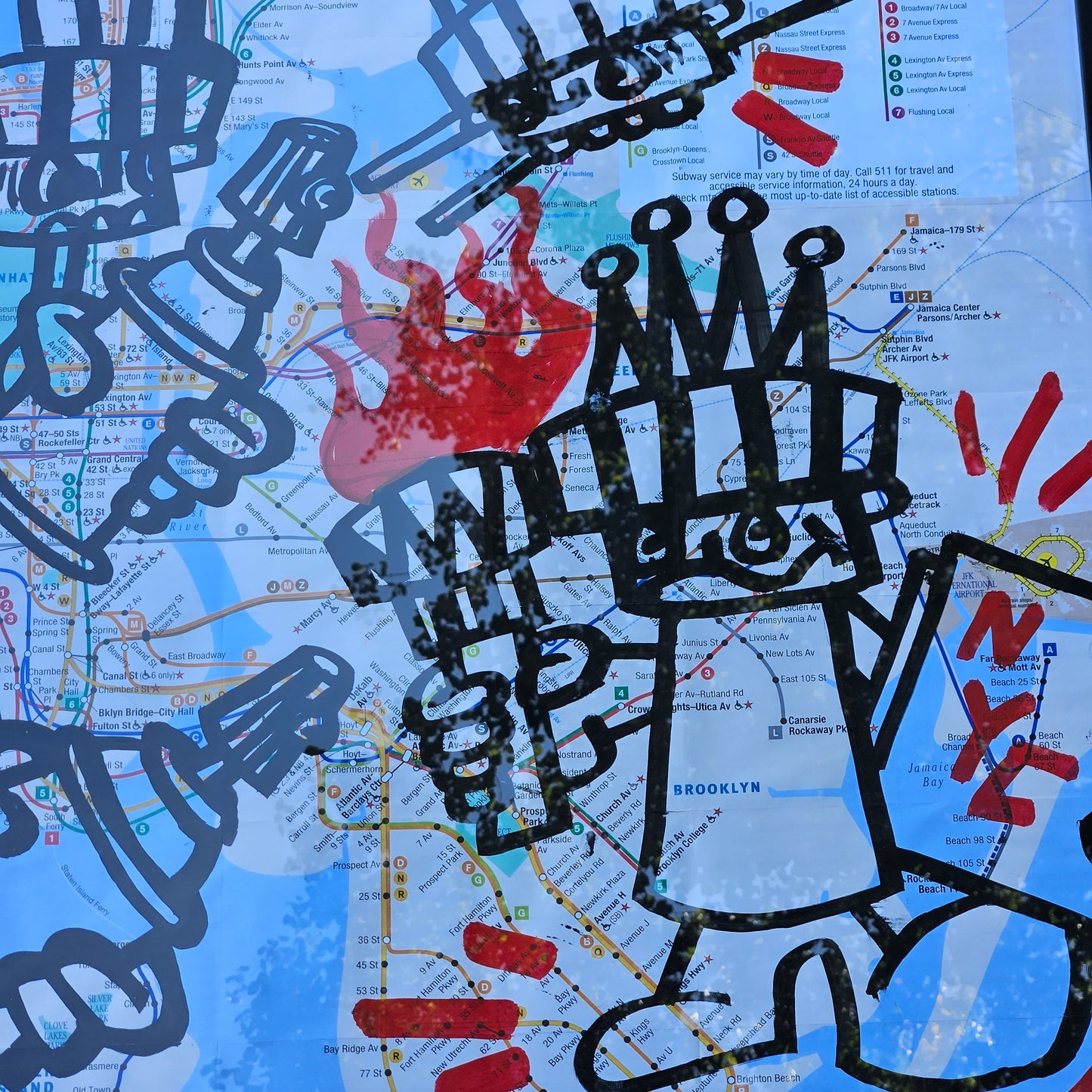 Mark Alequin Graffitti Artwork Over NYC Map