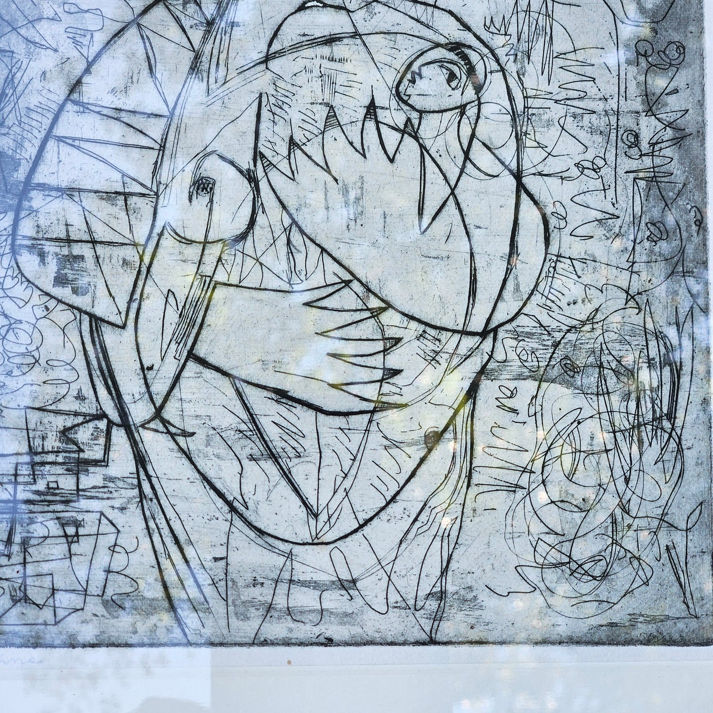 Abraham Hankins (1904-1963) Modernist Etching of Mother and Child