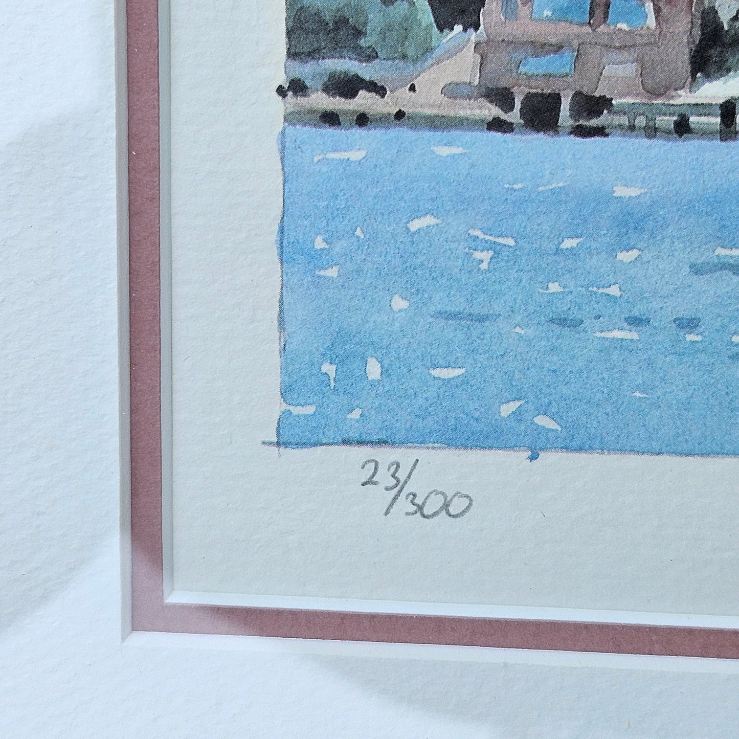 Joe Jaqua Signed Limited Edition Lithograph of Sausalito Hills with Sailboat