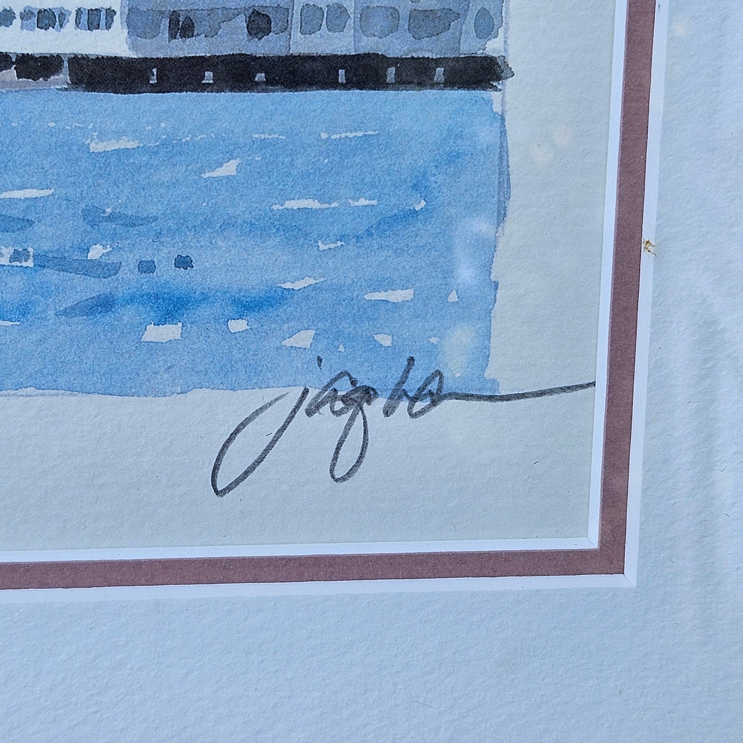 Joe Jaqua Signed Limited Edition Lithograph of Sausalito Hills with Sailboat