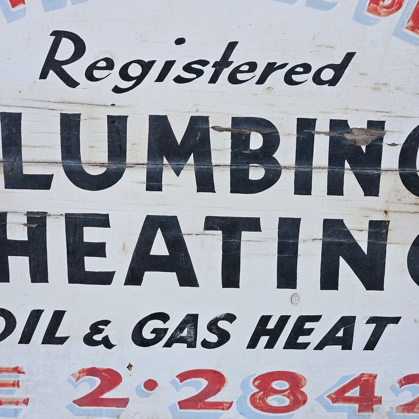 Vintage Double Sided Joseph R. Goldberg Plumbing & Heating Sign - Hand Painted