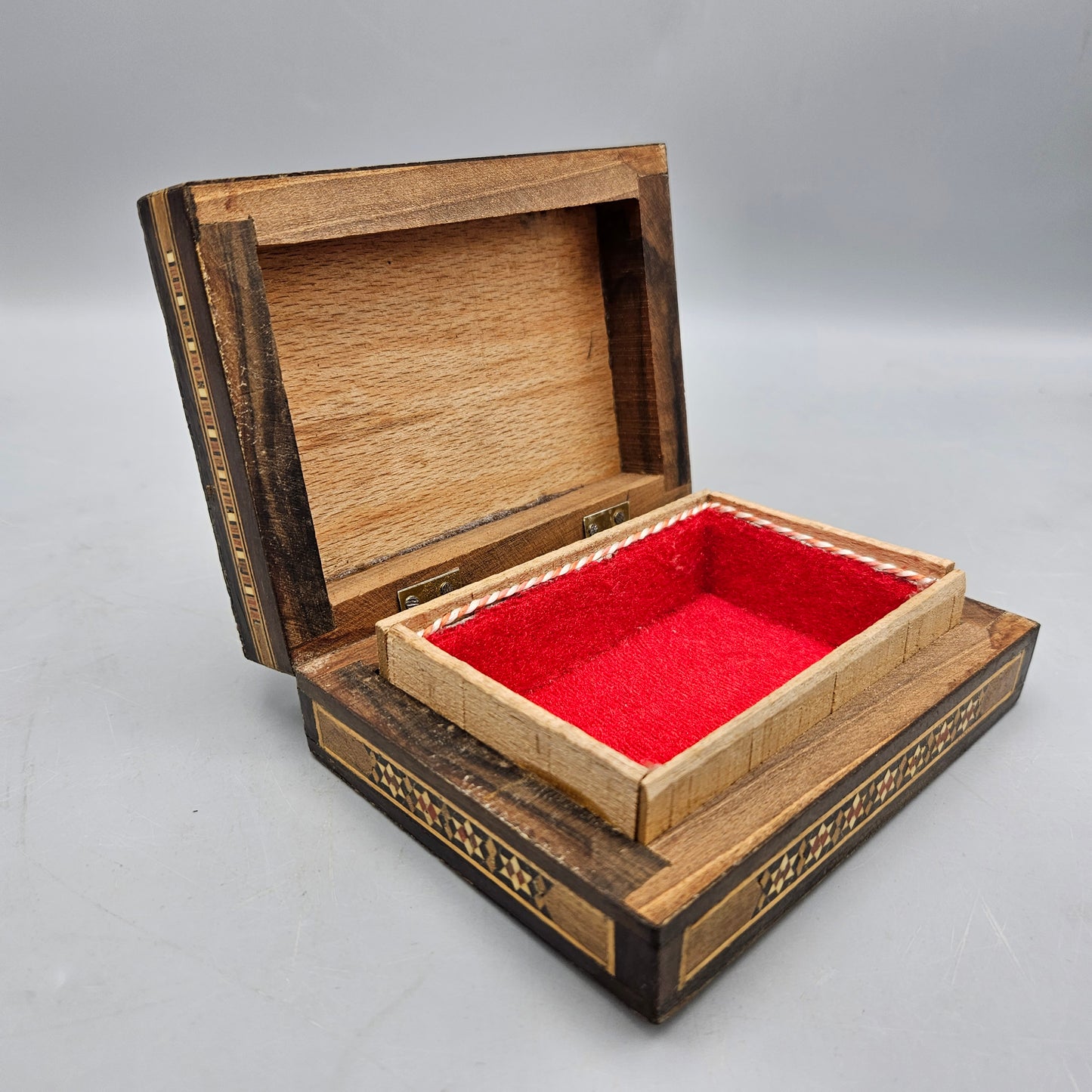 Vintage Moorish Wooden Inlaid Lidded Box