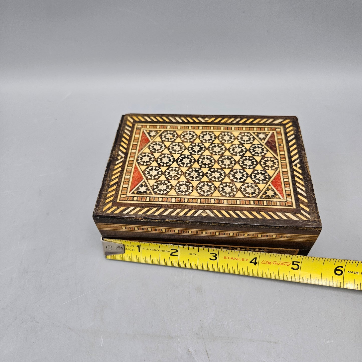 Vintage Moorish Wooden Inlaid Lidded Box