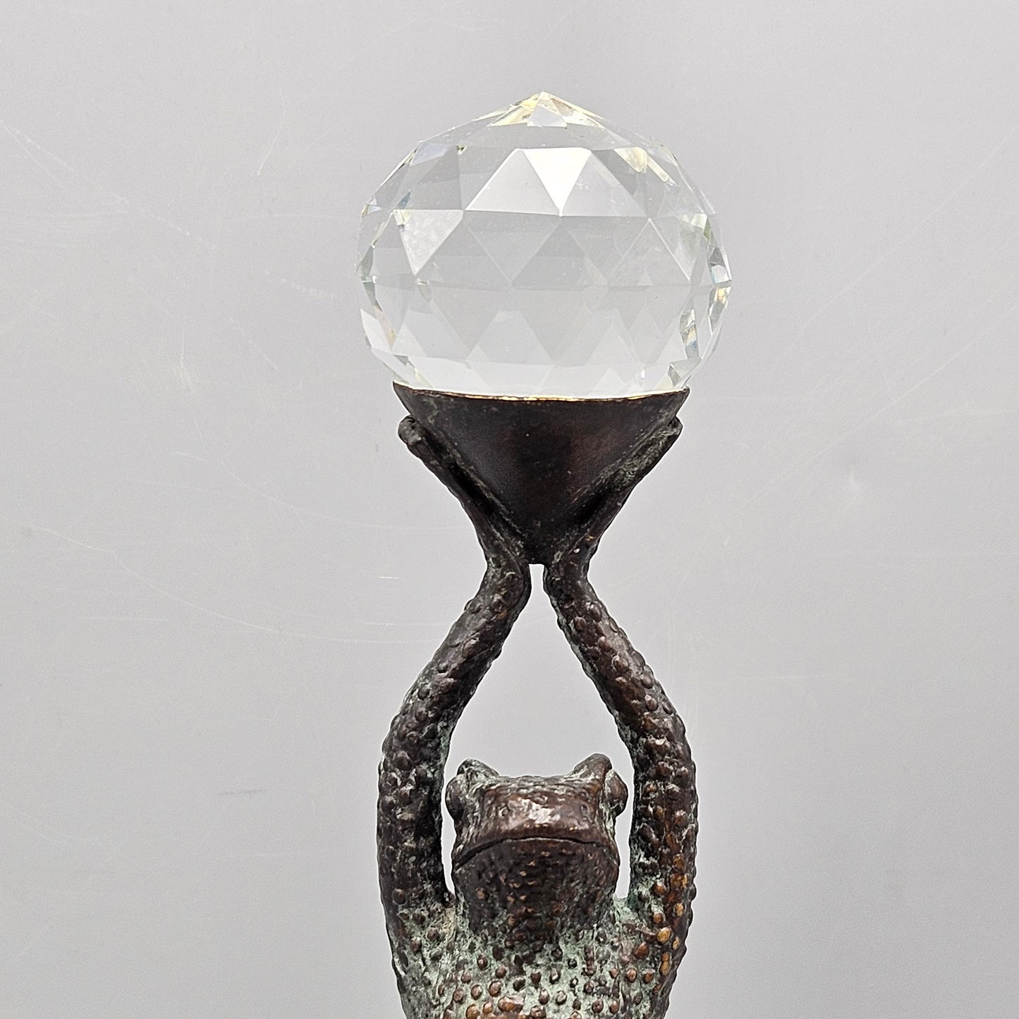 Maitland Smith Bronze Figure with Frogs and Crystal Ball