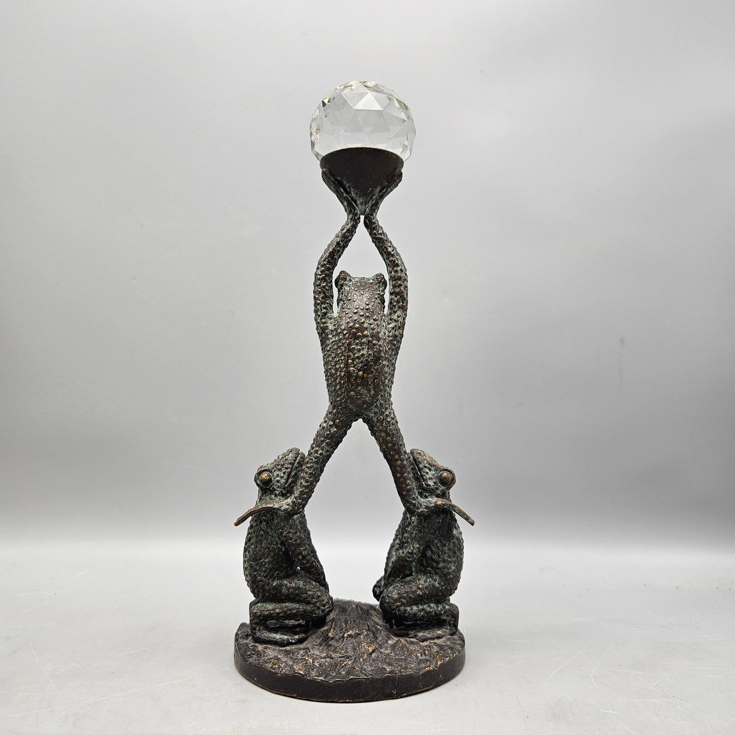 Maitland Smith Bronze Figure with Frogs and Crystal Ball