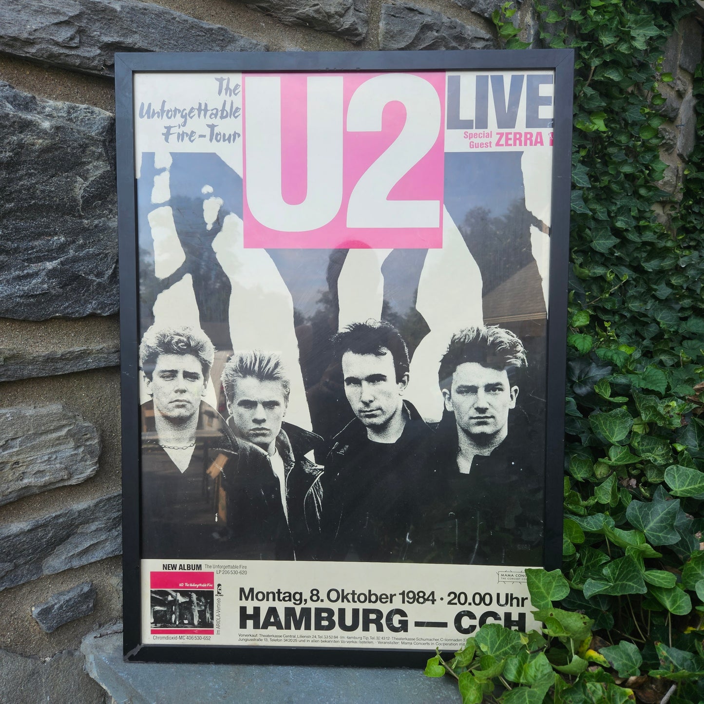 Vintage 1984 U2 The Unforgettable Fire Tour Poster - Hamburg Germany