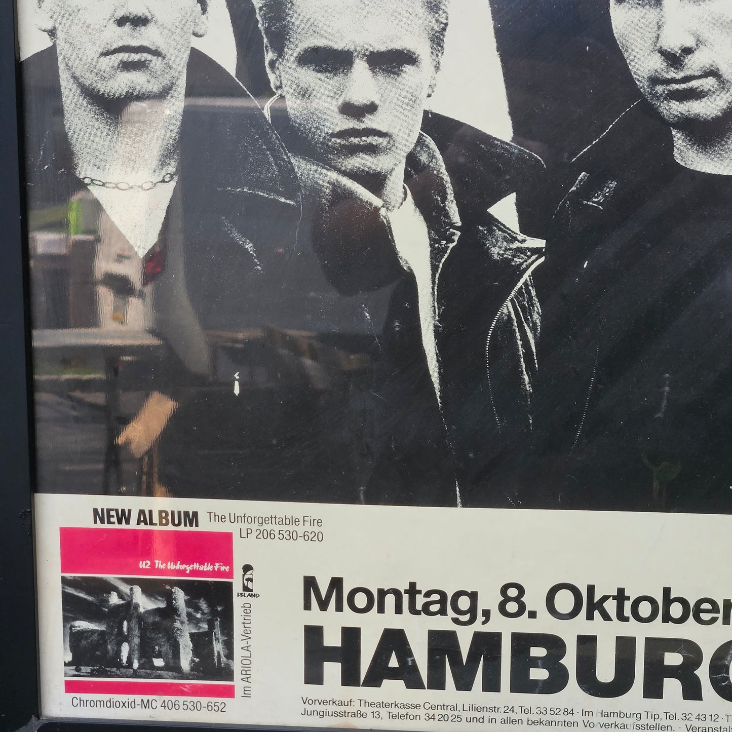 Vintage 1984 U2 The Unforgettable Fire Tour Poster - Hamburg Germany
