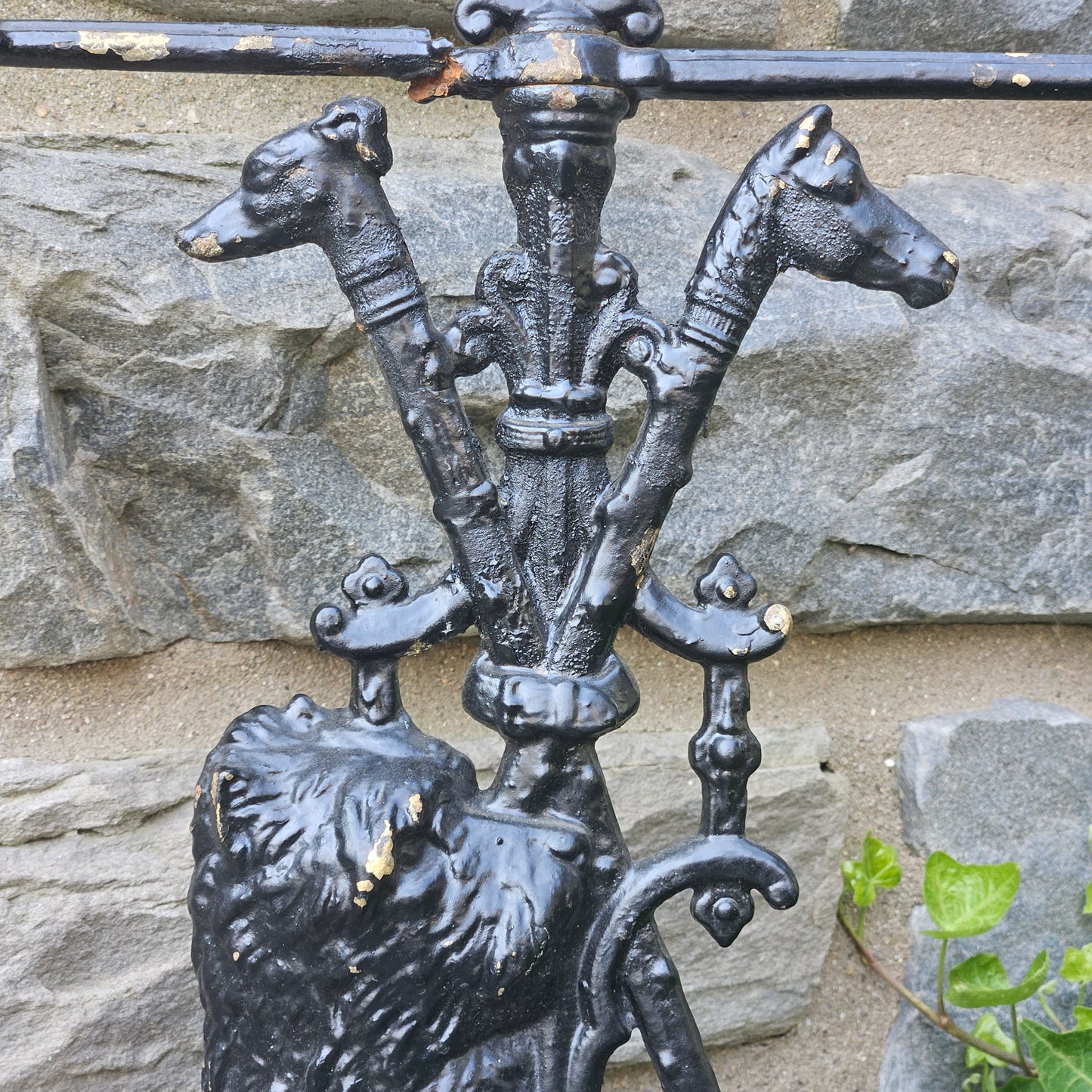 Antique Cast Iron Dog Themed Umbrella or Cane Stand