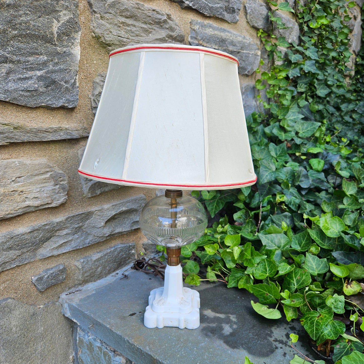 Vintage Glass & Milk Glass Lamp