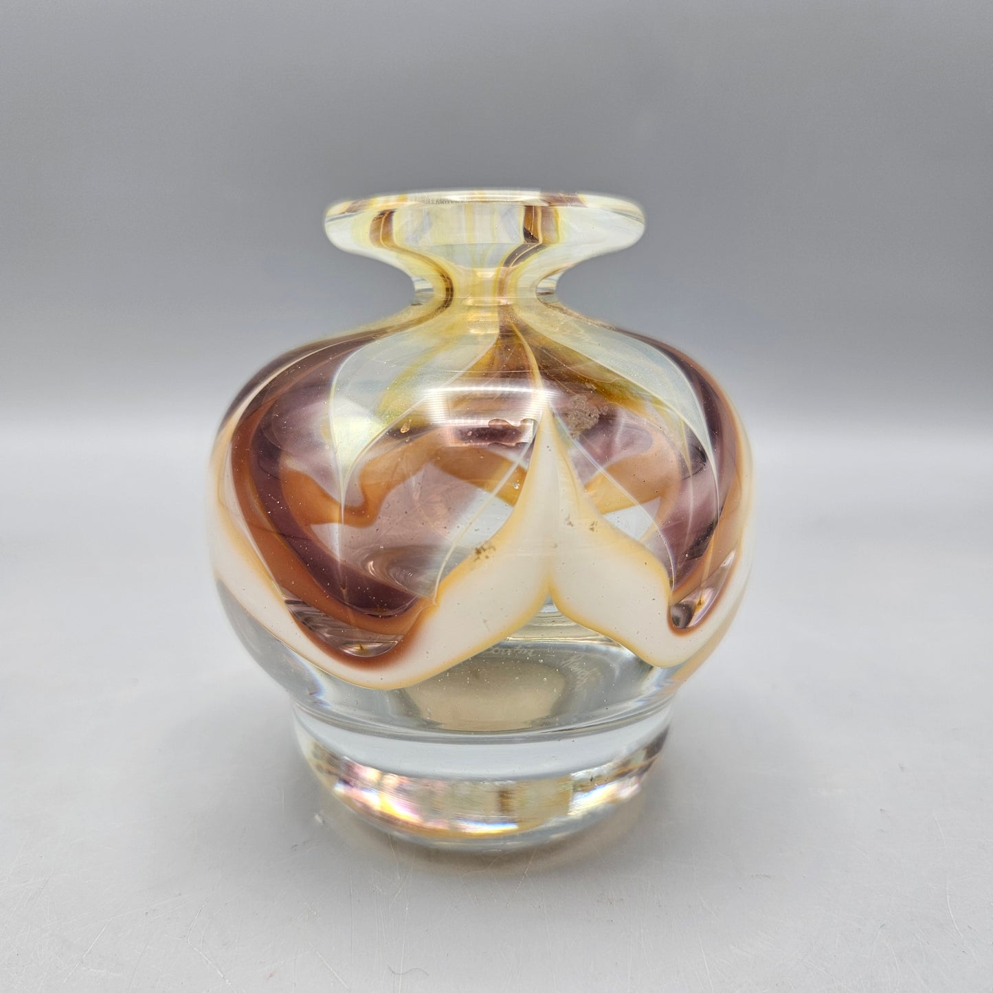 Vintage 1981 Art Glass Vase Signed David. R. Boutin for Rainbow Glass Works