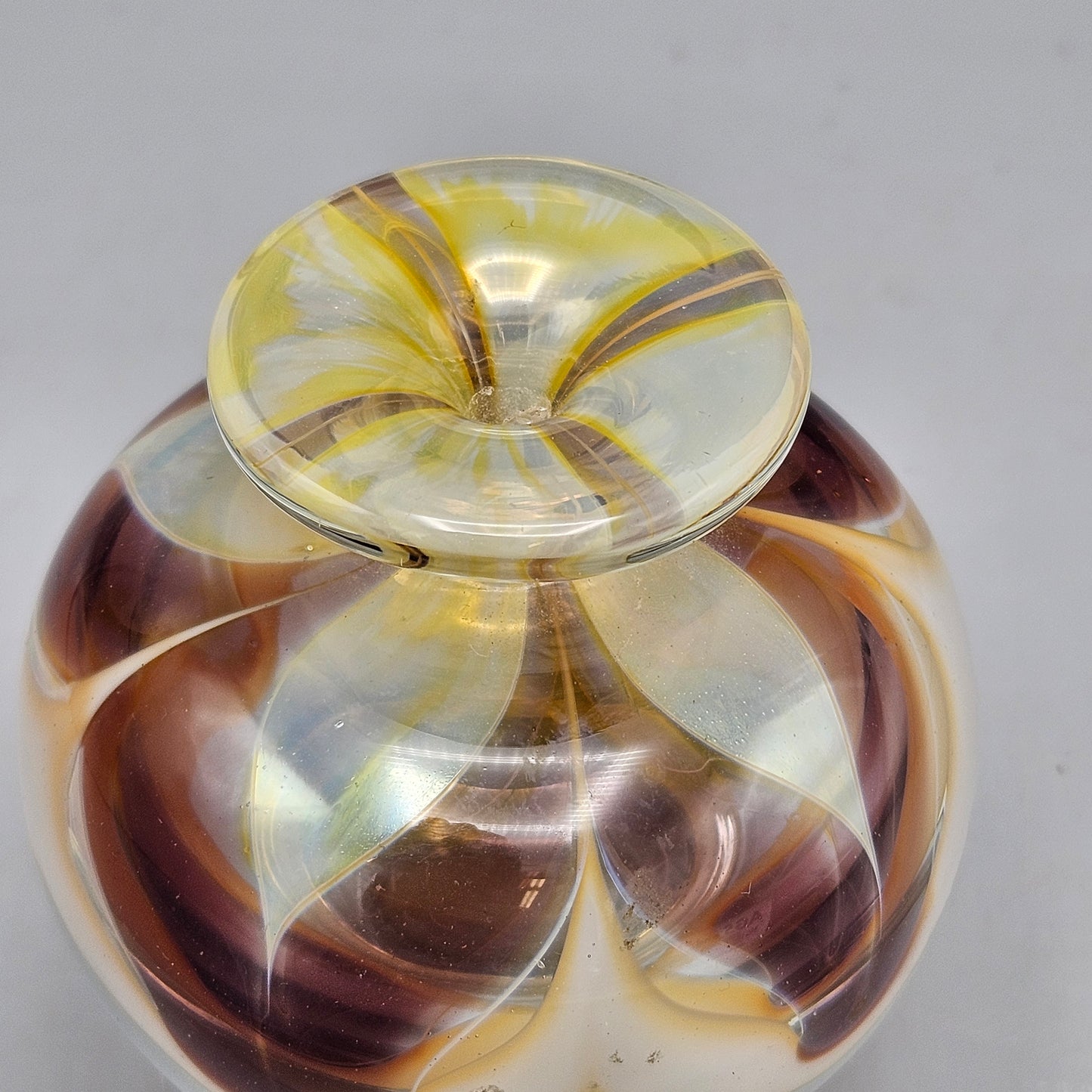 Vintage 1981 Art Glass Vase Signed David. R. Boutin for Rainbow Glass Works