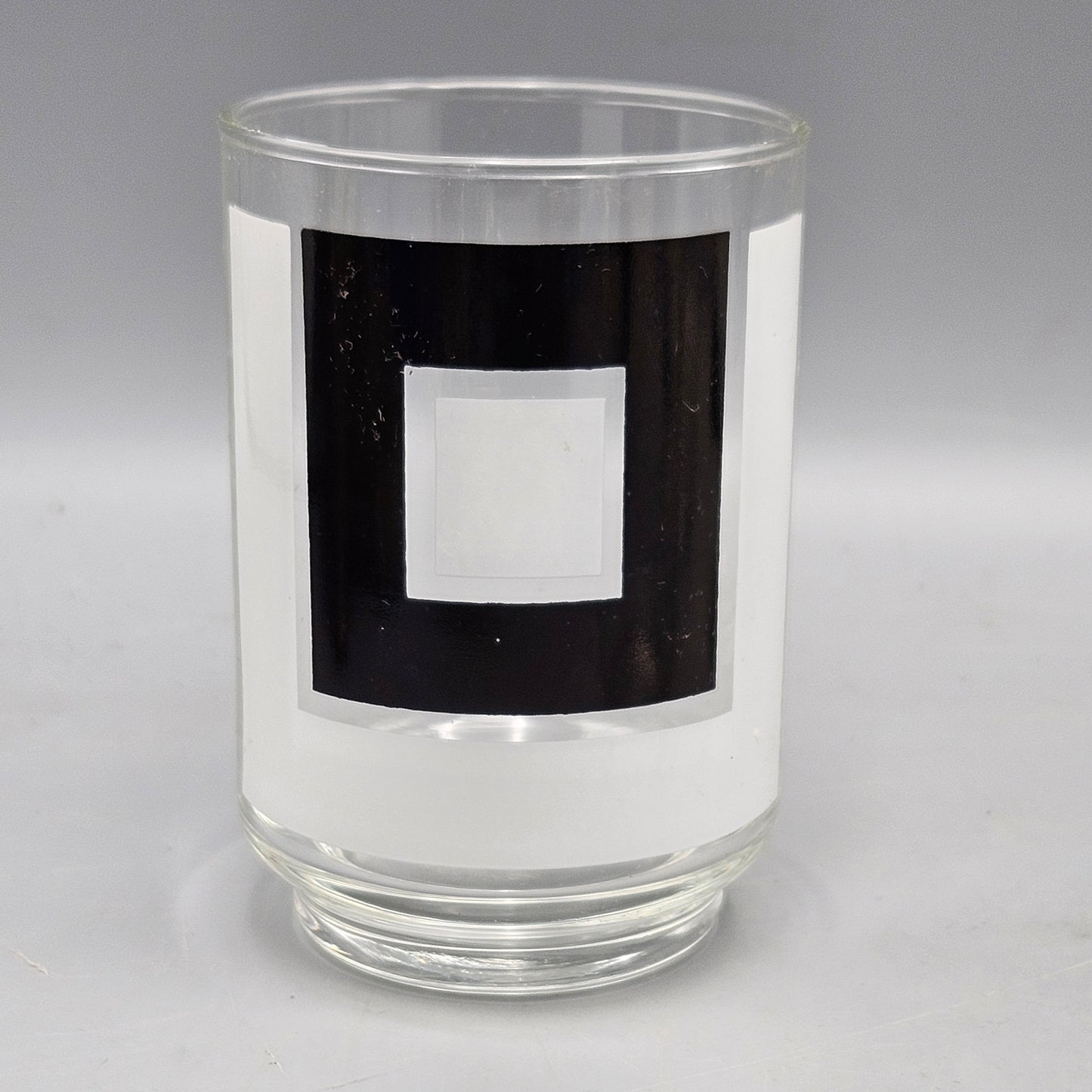 Set of 4 Vintage Libbey Glass, Black and White Geometric Shapes Cocktail Glasses