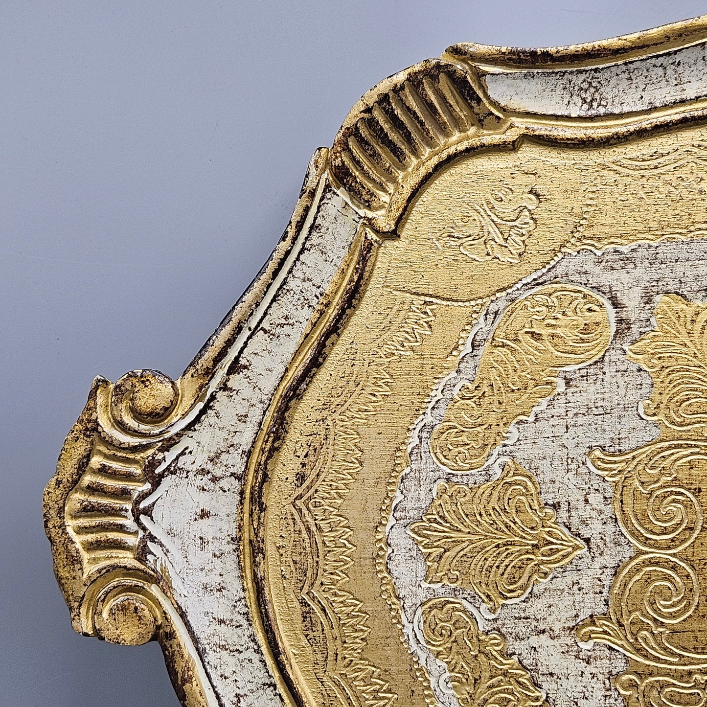 Vintage Italian Florentine Tray - Gold & Cream Color