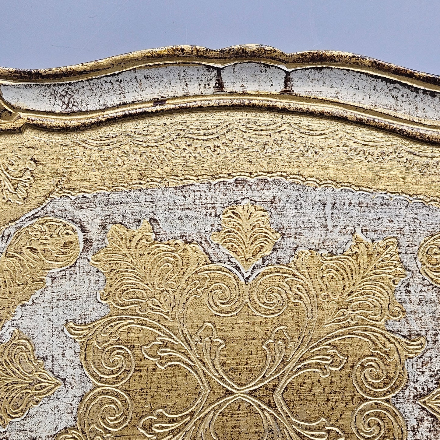 Vintage Italian Florentine Tray - Gold & Cream Color