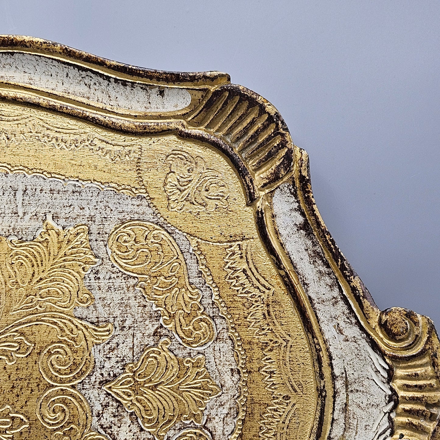 Vintage Italian Florentine Tray - Gold & Cream Color